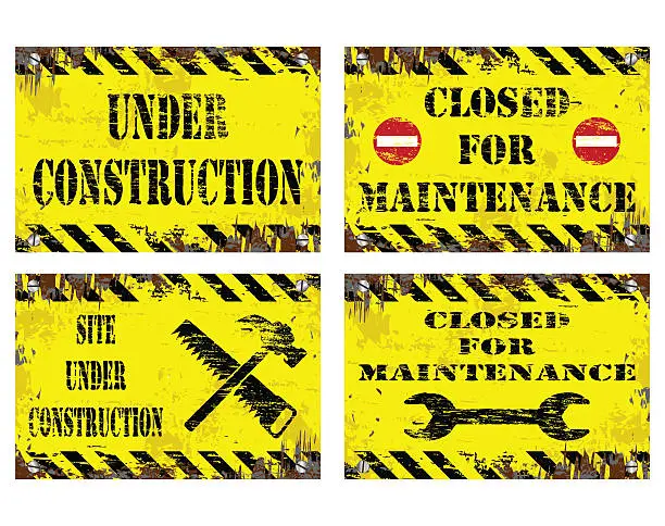 Vector illustration of Under Construction Signs