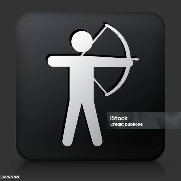 Black Square Button With Archery Icon Stock Illustration - Download Image Now - 2015, Archery, Archery Bow