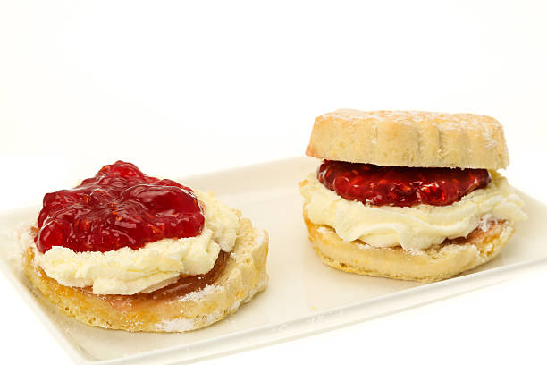 istock Cream tea, scones with strawberry jam 482599169