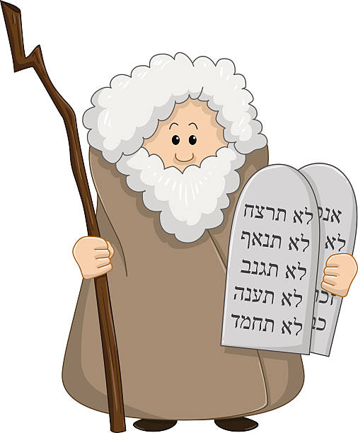 Moses Holding The Ten Commandments vector art illustration