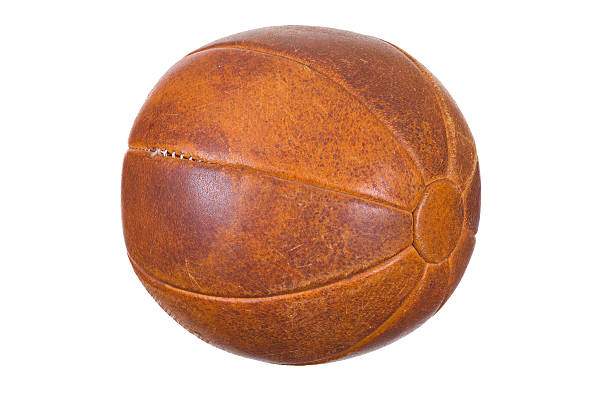 に古いメディシンボール - soccer ball old leather soccer ストックフォトと画像