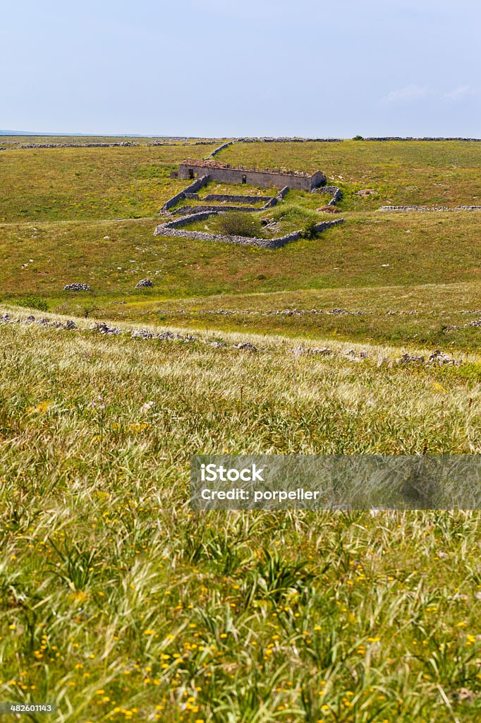 Sheepfold The jazzo is a special enclosure for sheeps in common use in the territory of the Murgia (Puglia), built along the tracks and intended for the temporary shelter of the sheep during the long journey of transhumance. Agriculture Stock Photo