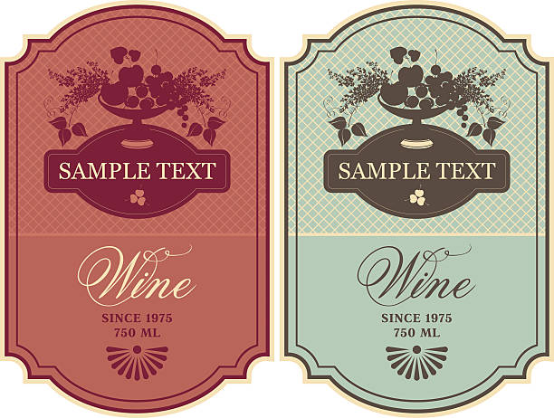 illustrations, cliparts, dessins animés et icônes de étiquettes pour le vin - abricot sec