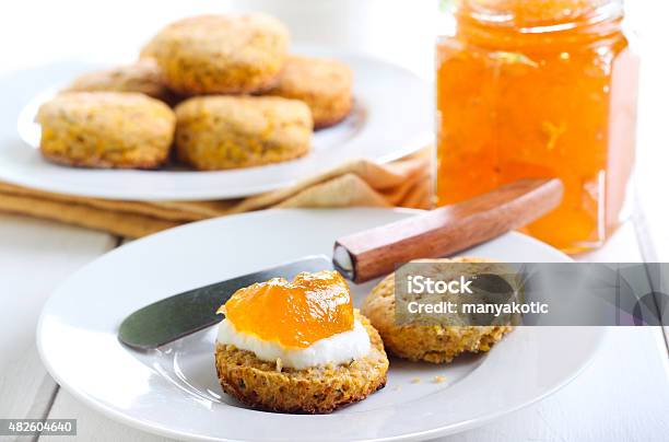 Carrot And Rosemary Scones Stock Photo - Download Image Now - 2015, Baked, Baked Pastry Item