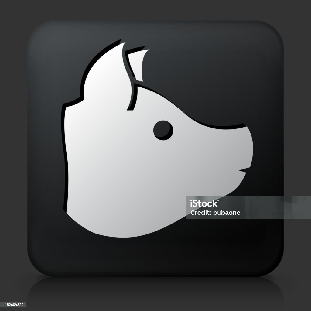 Black Square Button with Pig's Head Icon Black Square Button with Pig's Head Icon. This royalty free vector image features a white interface icon on square black button. The vector button has a bevel effect and a light shadow. The image background is dark grey and the button has a light reflection. 2015 stock vector