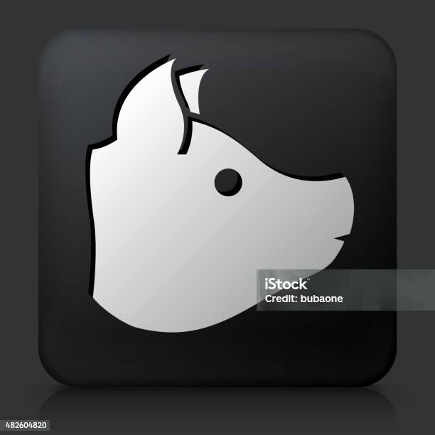 Black Square Button With Pigs Head Icon Stock Illustration - Download Image Now - 2015, Animal, Black Background