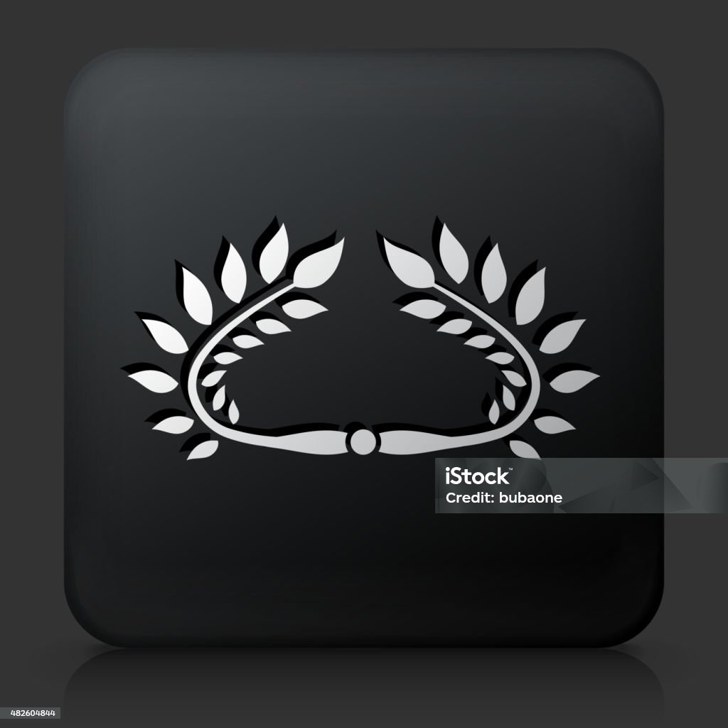 Black Square Button with Crown Icon Black Square Button with Crown Icon. This royalty free vector image features a white interface icon on square black button. The vector button has a bevel effect and a light shadow. The image background is dark grey and the button has a light reflection. Crown - Headwear stock vector