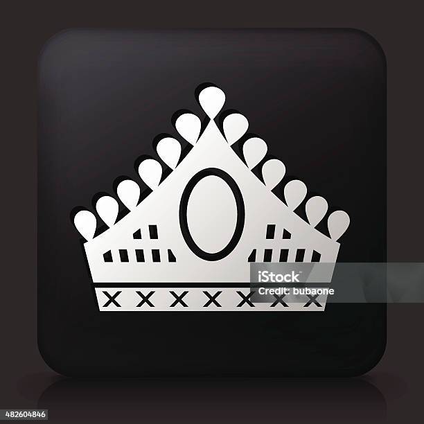 Black Square Button With Crown Icon Stock Illustration - Download Image Now - 2015, Black Background, Black Color