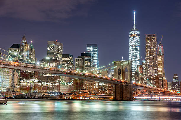 istock Brooklyn bridge and New York City Downtown in twilight 482607480