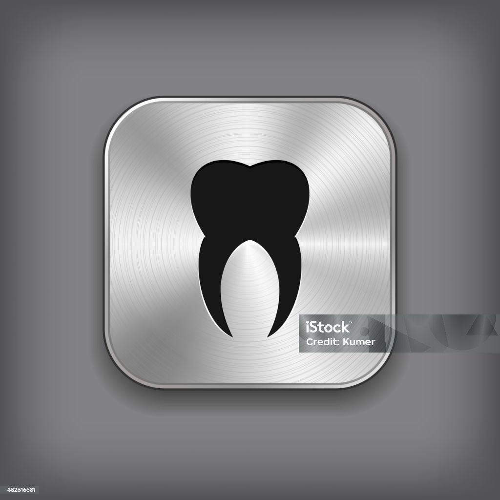 Ícone de dente-botão de metal app vector - Royalty-free Abstrato arte vetorial