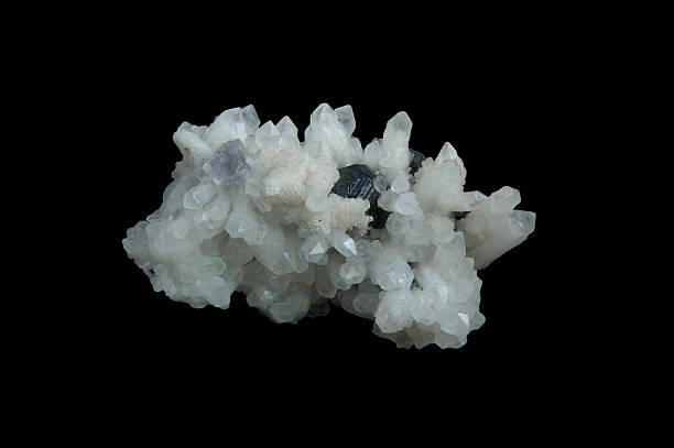 istock White quartz, sphalerite, calcite black background 482617729