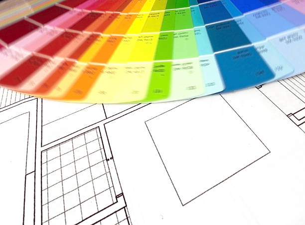 i piani - home decorator make over series color swatch house painter foto e immagini stock