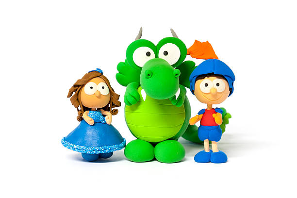 istock Princess, prince and dragon on white 482619268