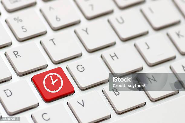 Computer Keyboard With Clock Stock Photo - Download Image Now - 2015, Abstract, Calendar Date