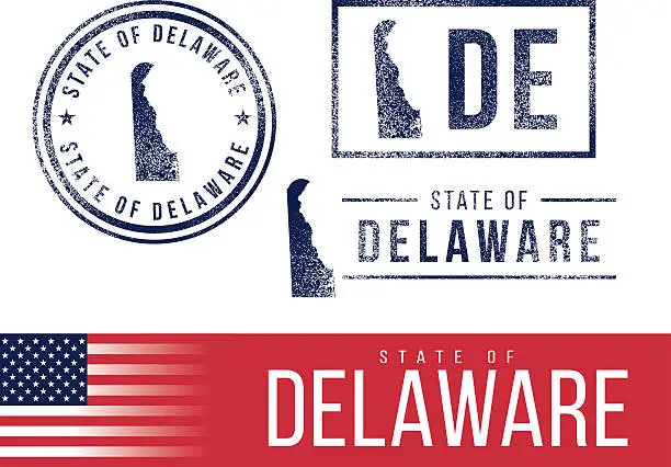 Vector illustration of USA rubber stamps - State of Delaware