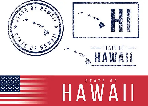 Vector illustration of USA rubber stamps - State of Hawaii
