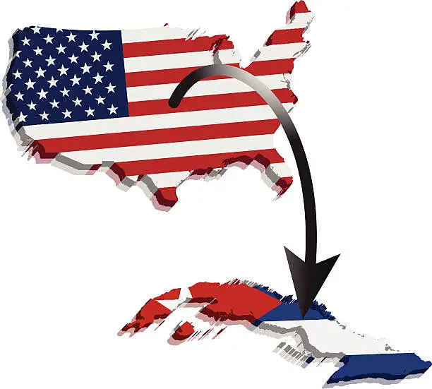 Vector illustration of United States Cuba relations flat design vector