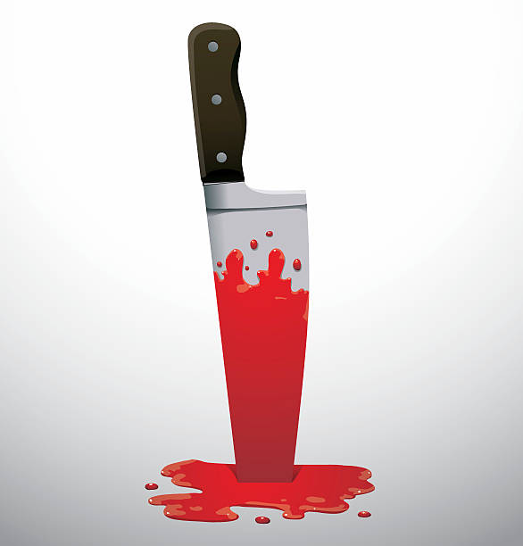 illustrazioni stock, clip art, cartoni animati e icone di tendenza di coltello nel sangue - knife table knife kitchen knife penknife