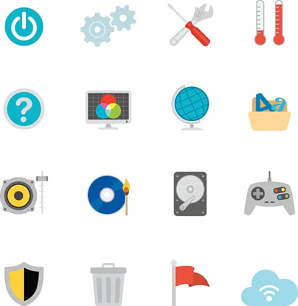 Vector illustration of Flat Computer OS (Operating System) icons | Simpletoon series