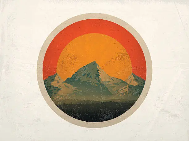 Vector illustration of Mountain Landscape at Sunset
