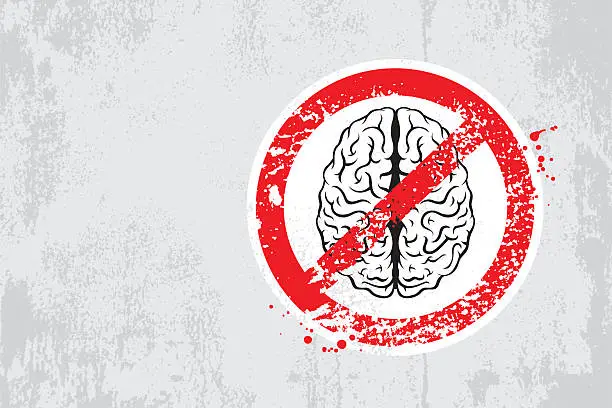 Vector illustration of No brain grunge sign
