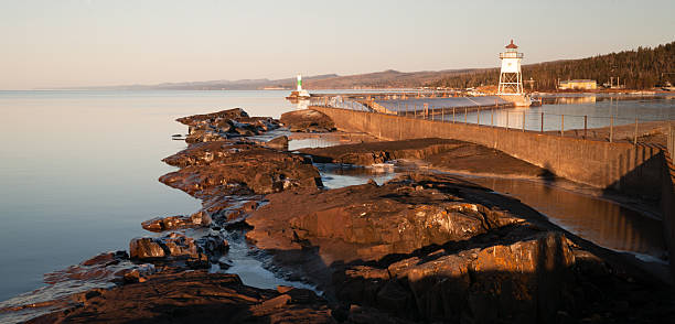 Morning Light Harbor Breakwater Lighthouse Lake Superior Minnesota