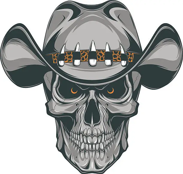 Vector illustration of Skull cowboy