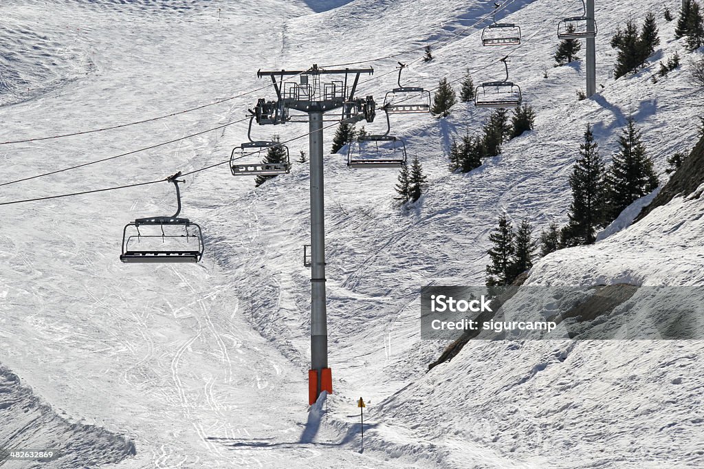 Chairlift em Prapoutel, les Set laux. - Royalty-free A nevar Foto de stock