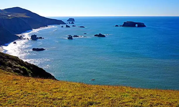 Arch Rock at Goat Rock, Sonoma Coast State Park, Jenner, Sonoma County, California, USA. South of the Russian River and the town of Jenner, CA is access to Goat Rock Overlook, part of the Sonoma Coast State Park.