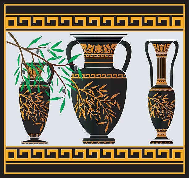 греческий amphoras и кувшин - jug decorative urn ancient greek culture stock illustrations