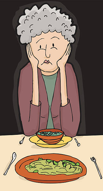 ilustrações de stock, clip art, desenhos animados e ícones de mulher idosa em jantar com amigos - reconciliation sadness depression human face