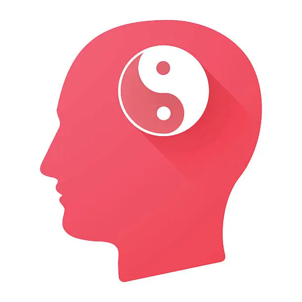 Vector illustration of Male head icon with a ying yang