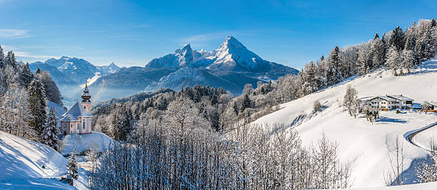 istock Idyllic winter landscape in the Alps with pilgrimage church 482645366
