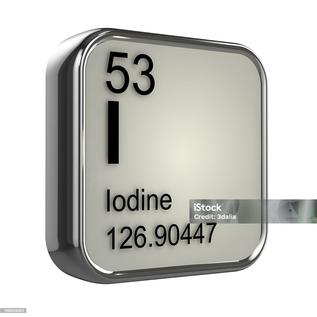 3d Iodine element 3d render of iodine element design Atom Stock Photo
