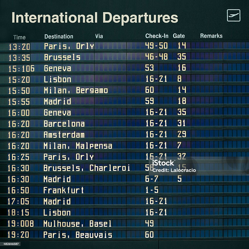 International Departures Airport Stock Photo