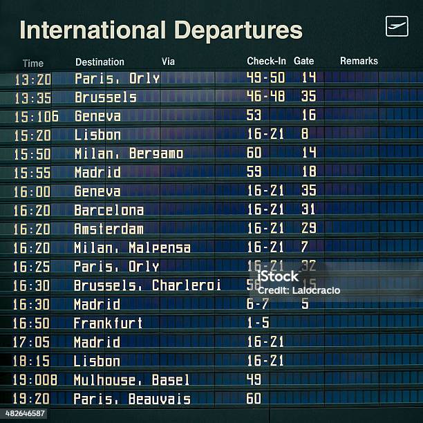 International Departures Stock Photo - Download Image Now - Airport, Arrival Departure Board, Brussels-Capital Region