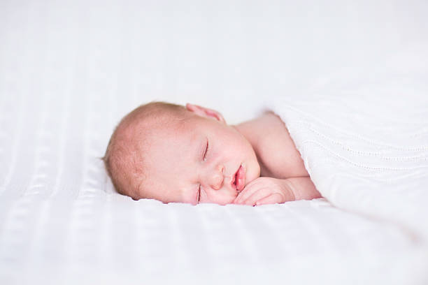 istock Adorable newborn baby sleeping under a knitted blanket 482647045