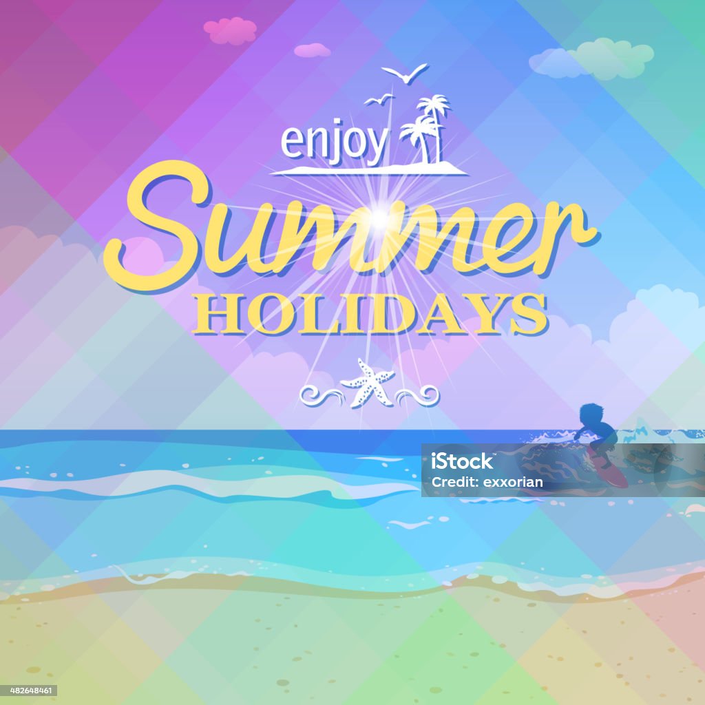 Summer Holiday in Surfing Beach Summer holidays. Backgrounds stock vector