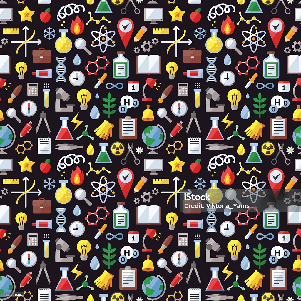 School Science Vector Education And Science Vector Pattern Modern Flat Design Stock ...