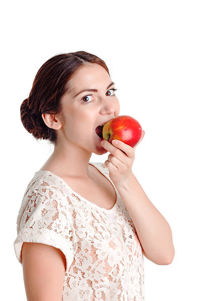 istock Pleasant young  girl apple 482654620