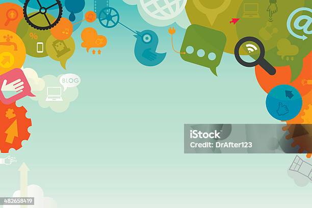 Social Media Background Stock Illustration - Download Image Now - Social Media, Backgrounds, Blogging