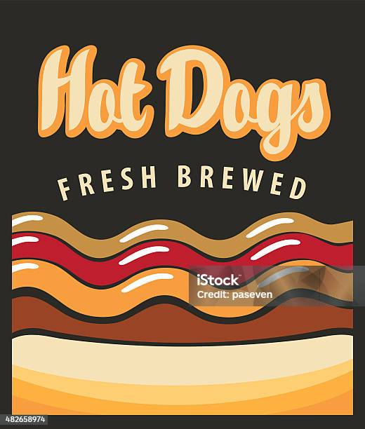 Hot Dog Stock Illustration - Download Image Now - Hot Dog, Old-fashioned, Retro Style