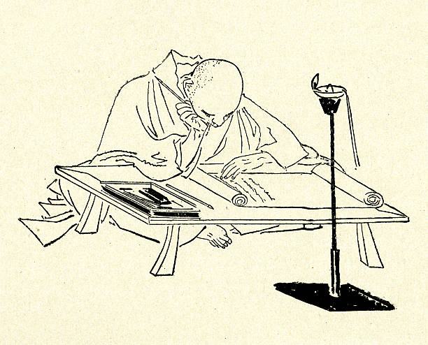 japanese skryba - scribe stock illustrations