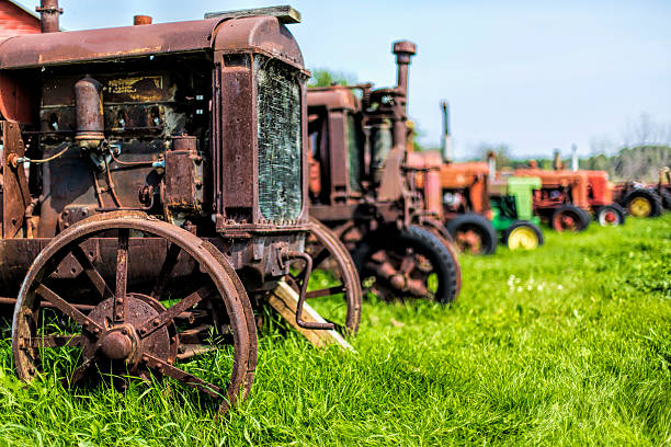 A collection of classic vintage tractors
