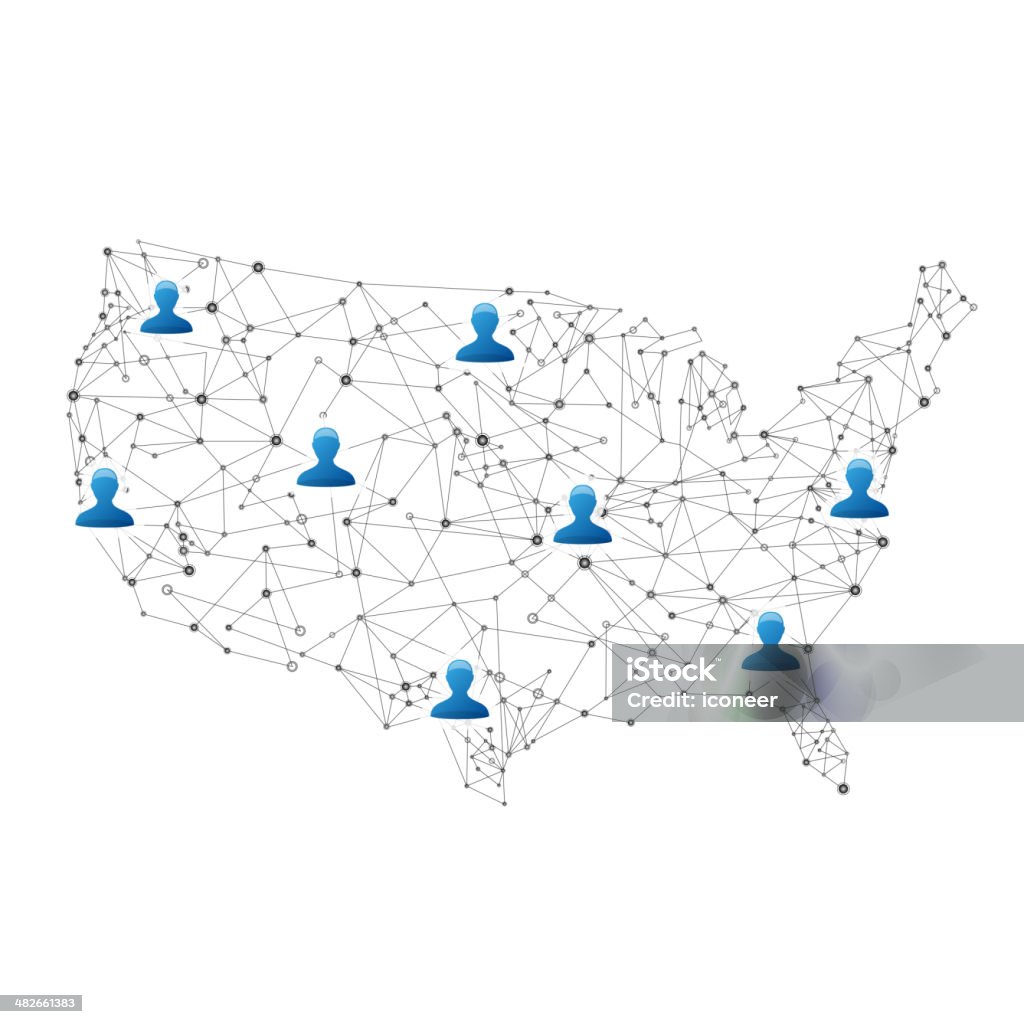 USA network Karte mit Benutzer - Lizenzfrei Rechnernetz Vektorgrafik