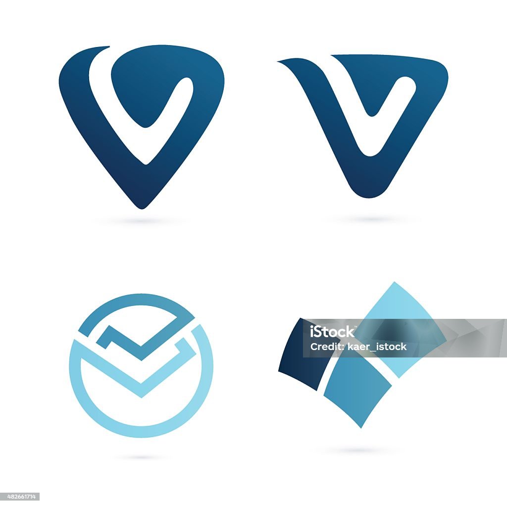 V letter or check mark, verification icon Trendy, volume colorful concept. Vector design template elements for your application or corporate identity. Typescript stock vector