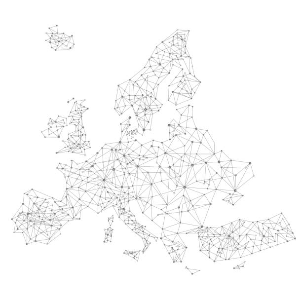 Europe network map vector art illustration