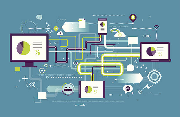 komunikacja - design internet funky global communications stock illustrations