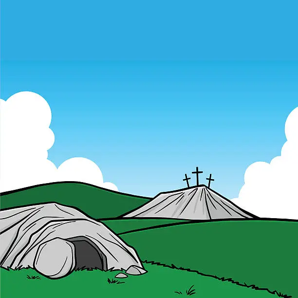 Vector illustration of Easter Tomb Scene