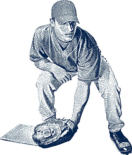 ilustraciones, imágenes clip art, dibujos animados e iconos de stock de jugador de béisbol - white background baseball one person action